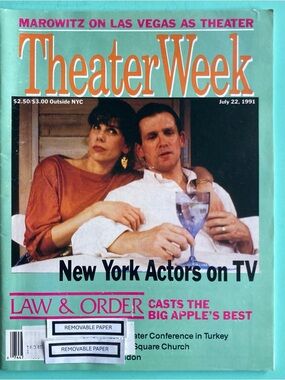 Christine Baranski Anthony Heald Theater Week Magazine July 22 1991 Label Affix